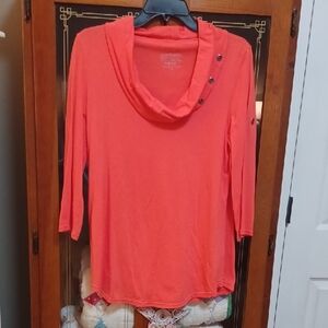 Women's Coral Button-Detail Top